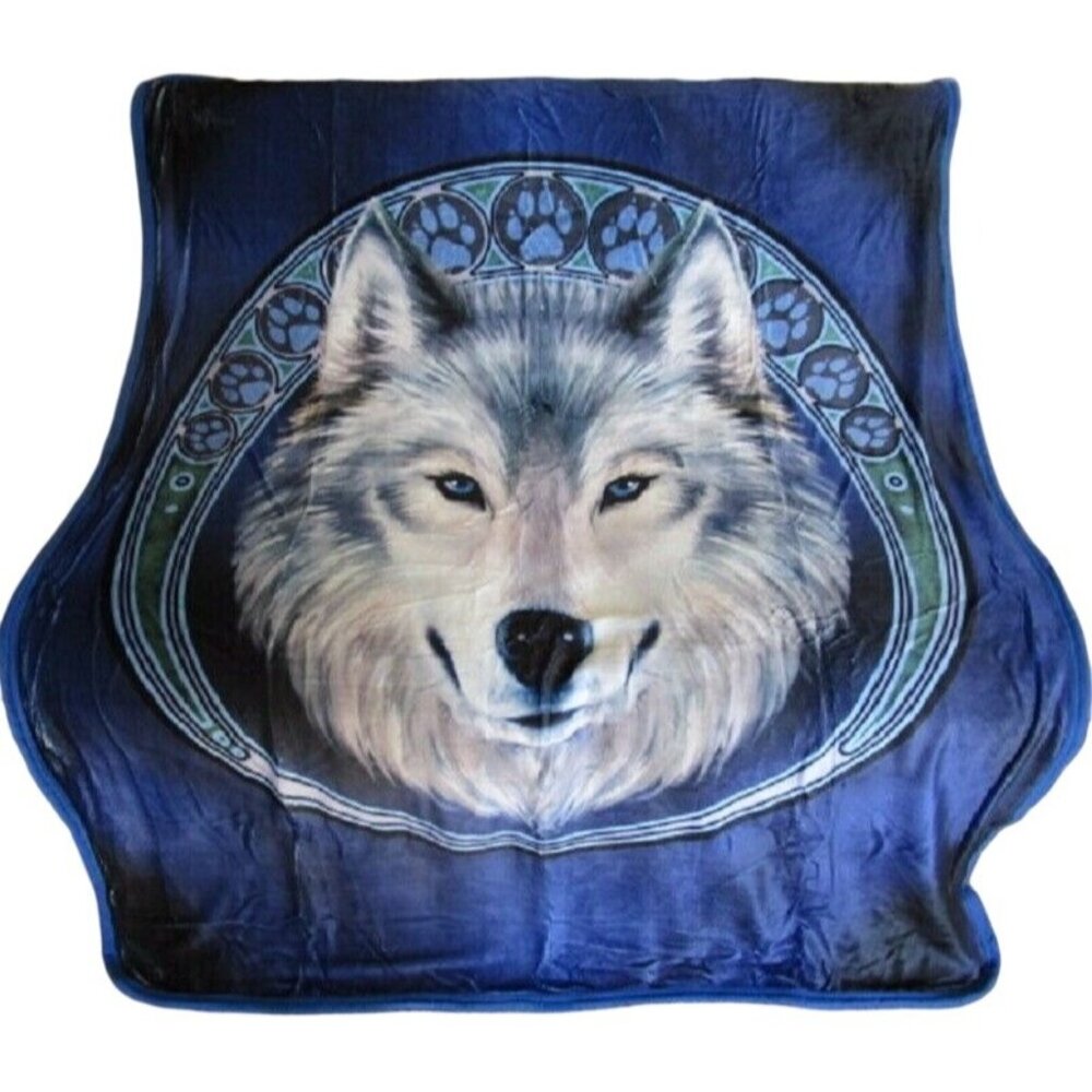 New Anne Stokes Lunar Wolf Plush Throw Gift Blanket Sherpa Art Footprints Wolves